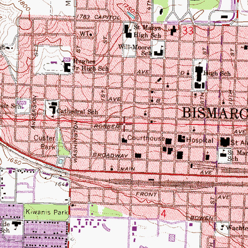 Topographic Map of William L Guy Federal Building, ND