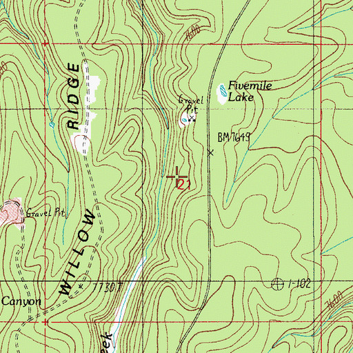 Topographic Map of Willow Ridge, AZ