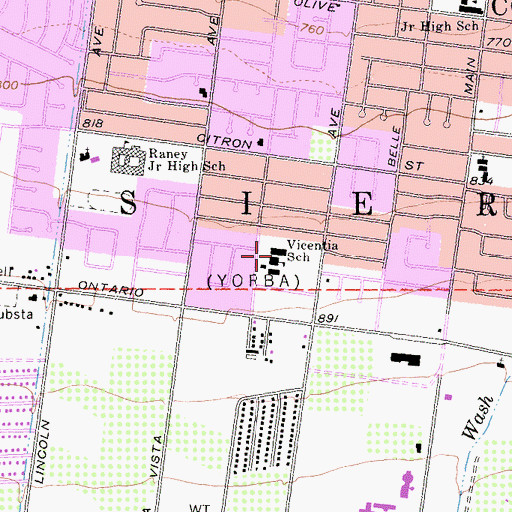 Topographic Map of Vicentia Elementary School, CA