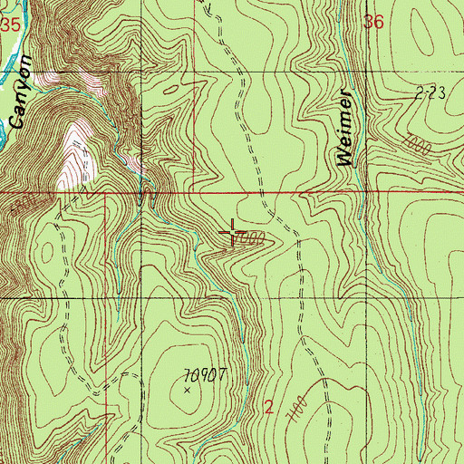 Topographic Map of Weimer Ridge, AZ
