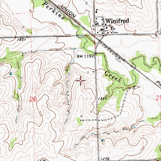 Topographic Map of Winifred Feedlot, KS