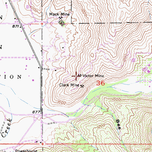 Topographic Map of Victor Mine, CA