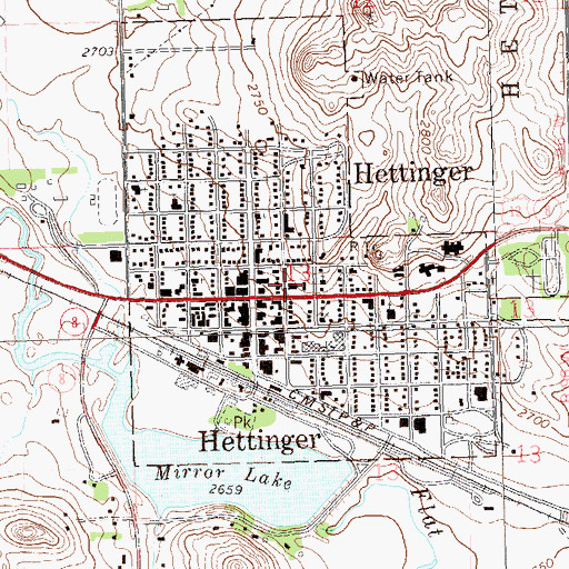 Topographic Map of Adams County Courthouse, ND