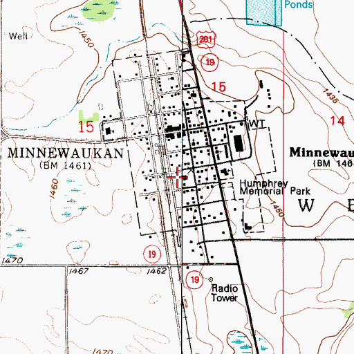 Topographic Map of Benson County Courthouse, ND