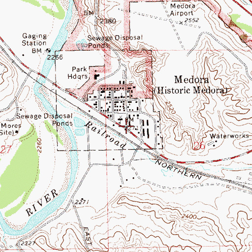 Topographic Map of Billings County Courthouse, ND