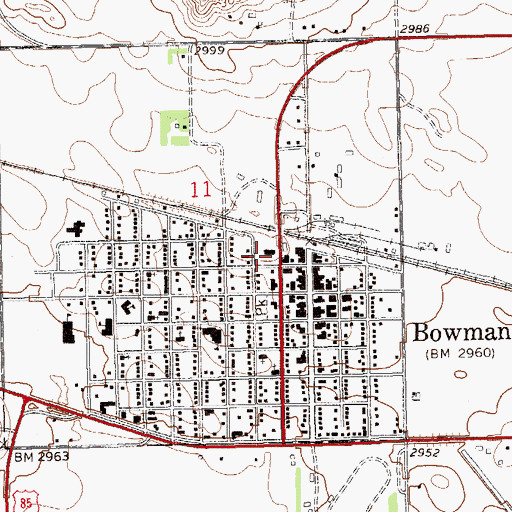Topographic Map of Bowman County Courthouse, ND