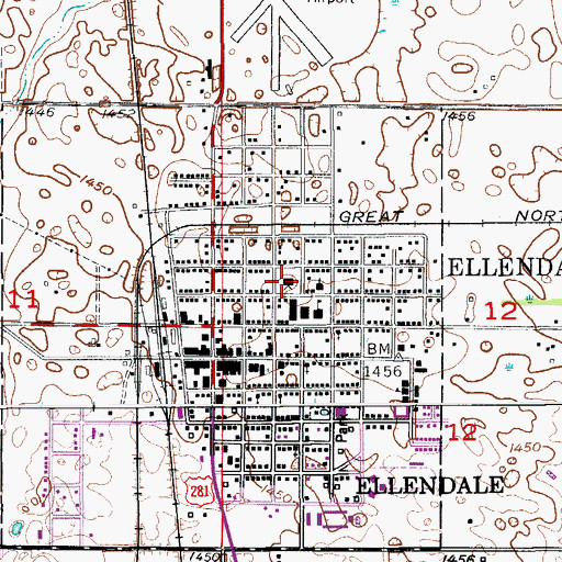 Topographic Map of Dickey County Courthouse, ND