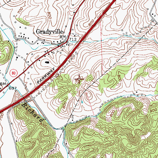 Topographic Map of Mount Matney, KY