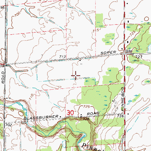 Topographic Map of Aquila Farms, MI