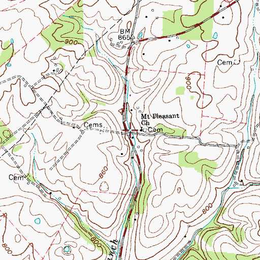 Topographic Map of Mount Pleasant (historical), KY