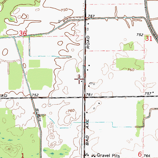 Topographic Map of Scott Farms, MI