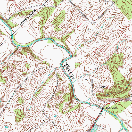 Topographic Map of Pelham Branch (historical), KY