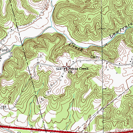 Topographic Map of Prices Creek (historical), KY