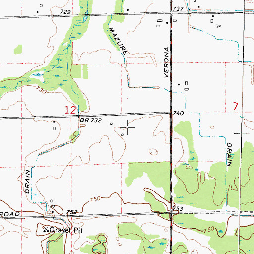 Topographic Map of R J Farms, MI