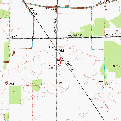 Topographic Map of Nugents Dairy Farm, MI
