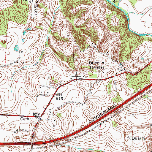 Topographic Map of South Columbia (historical), KY