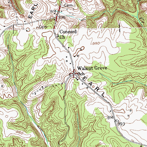 Topographic Map of Walnut Grove (historical), KY