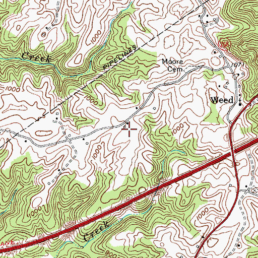 Topographic Map of Weed Ridge, KY