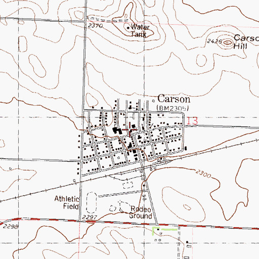 Topographic Map of Grant County Courthouse, ND