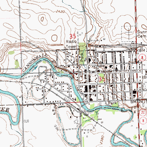 Topographic Map of Hettinger County Courthouse, ND