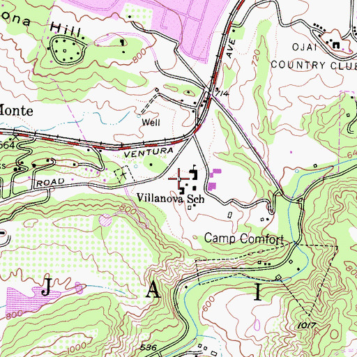 Topographic Map of Villanova School, CA