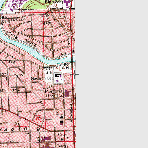 Topographic Map of South Bend City Waterworks, IN