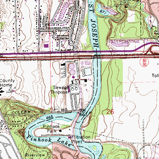 Topographic Map of South Bend Wastewater Treatment Plant, IN