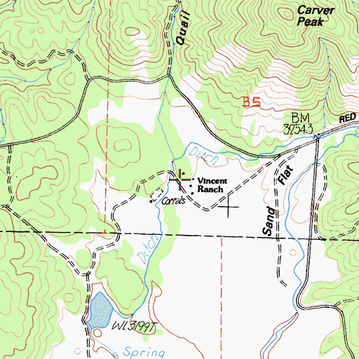 Topographic Map of Vincent Ranch, CA