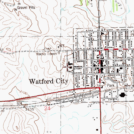 Topographic Map of McKenzie County Courthouse, ND