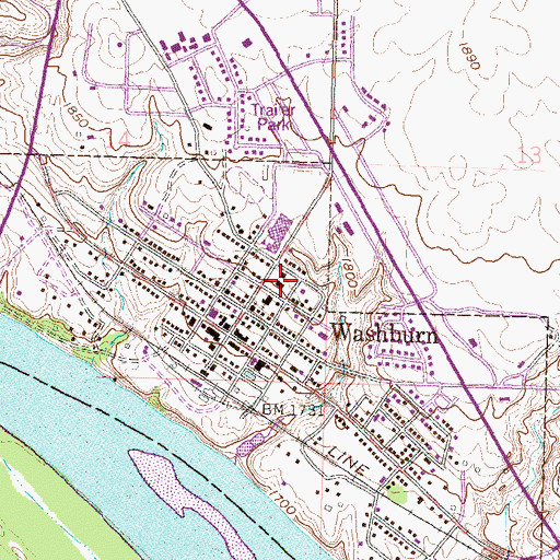 Topographic Map of McLean County Courthouse, ND
