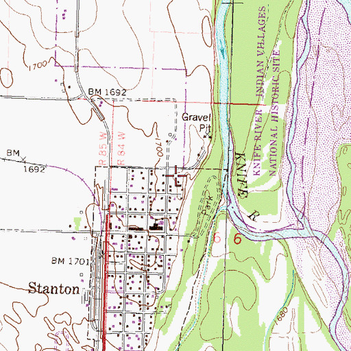 Topographic Map of Mercer County Courthouse, ND