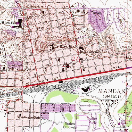 Topographic Map of Morton County Courthouse, ND