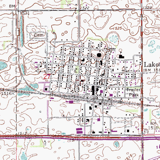 Topographic Map of Nelson County Courthouse, ND