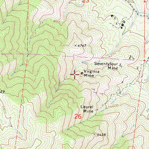 Topographic Map of Virginia Mine, CA