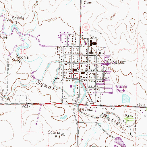 Topographic Map of Oliver County Courthouse, ND
