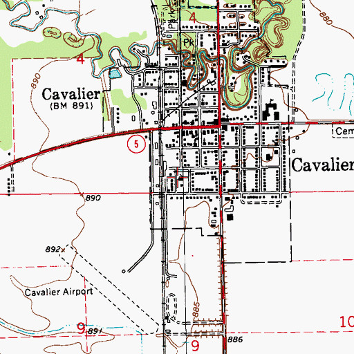 Topographic Map of Pembina County Courthouse, ND
