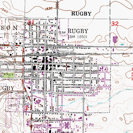 Topographic Map of Pierce County Courthouse, ND