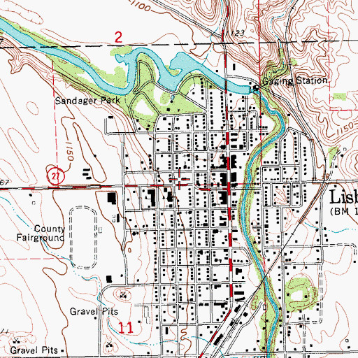 Topographic Map of Ransom County Courthouse, ND