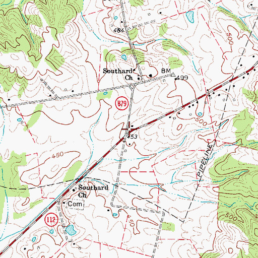 Topographic Map of Southard, KY