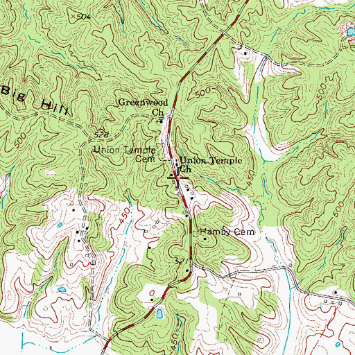 Topographic Map of Union Temple (historical), KY