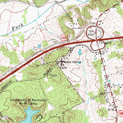 Topographic Map of Walnut Grove (historical), KY