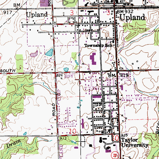 Topographic Map of Upland Community Church, IN