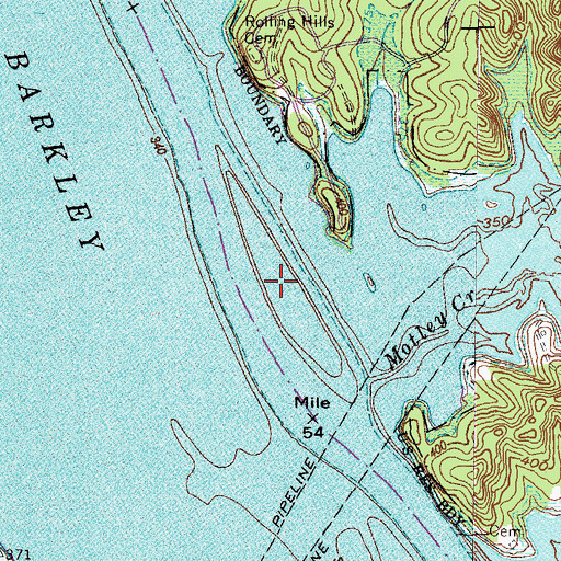 Topographic Map of Shelley Island (historical), KY