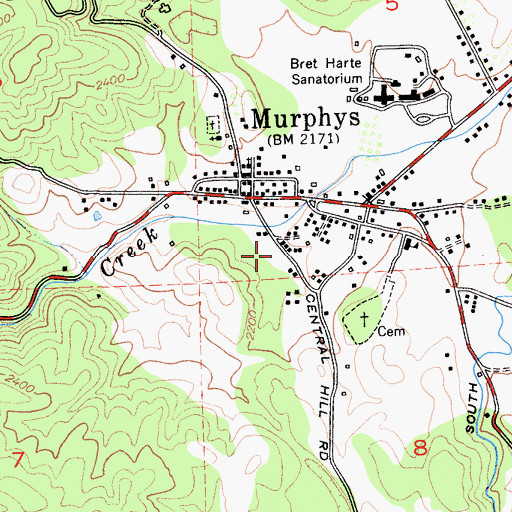 Topographic Map of Murphy's Community Church, CA