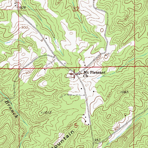 Topographic Map of Shake Rag Cemetery, AL