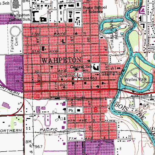 Topographic Map of Richland County Courthouse, ND