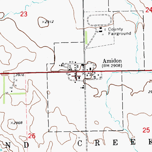 Topographic Map of Slope County Courthouse, ND