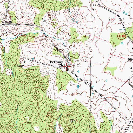 Topographic Map of Bethany (historical), KY