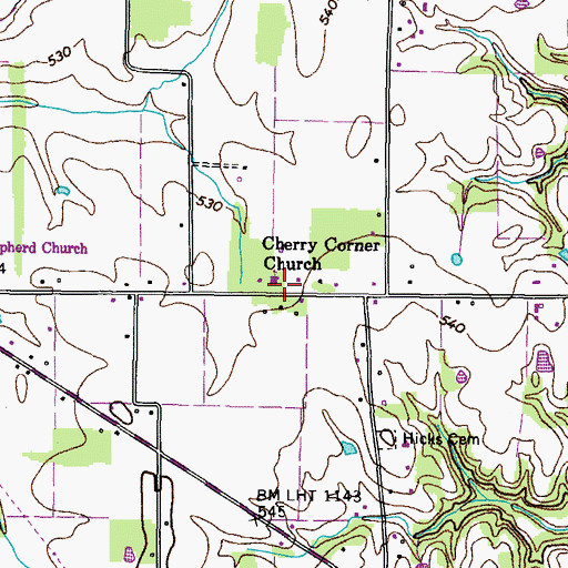 Topographic Map of Cherry Corner (historical), KY