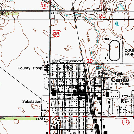 Topographic Map of Towner County Courthouse, ND
